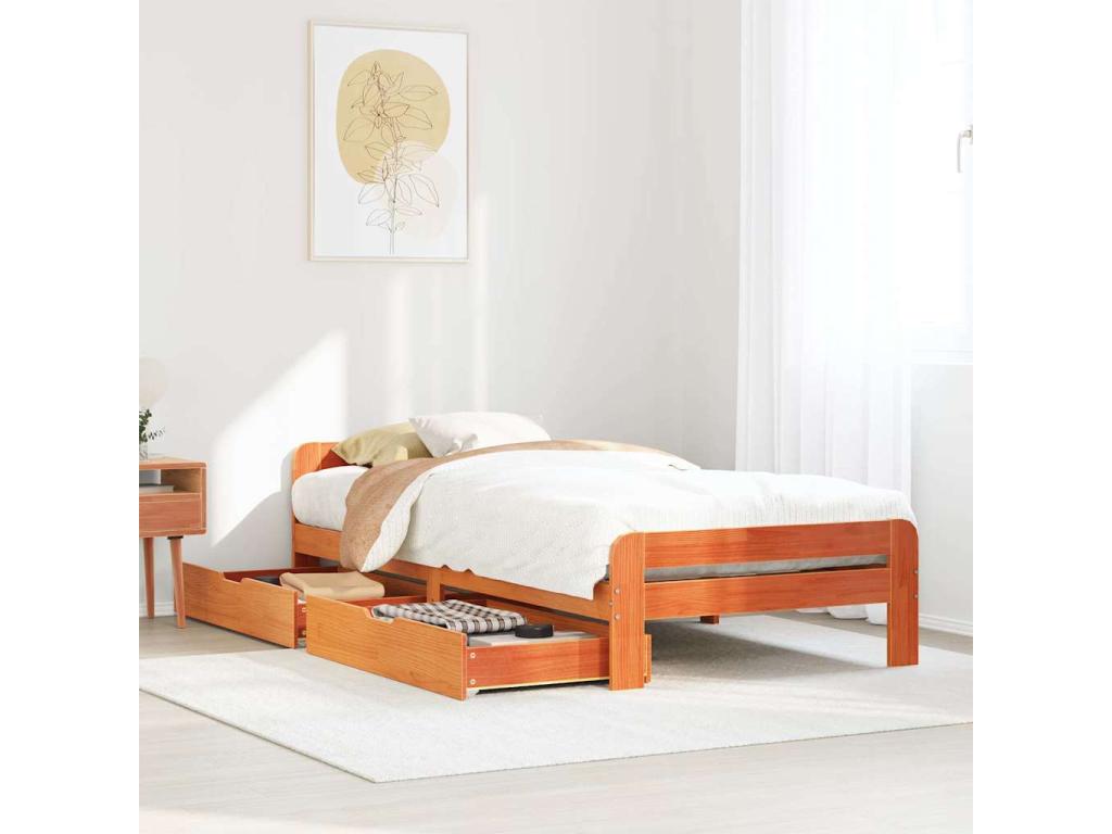 Matelas en bois de pin brun, 90 x 200 cm