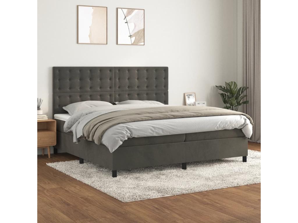 Matelas en velours gris, 200 x 200 cm