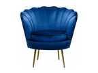 Fauteuil d'appoint en velours bleu, 70 x 73 x 76 cm