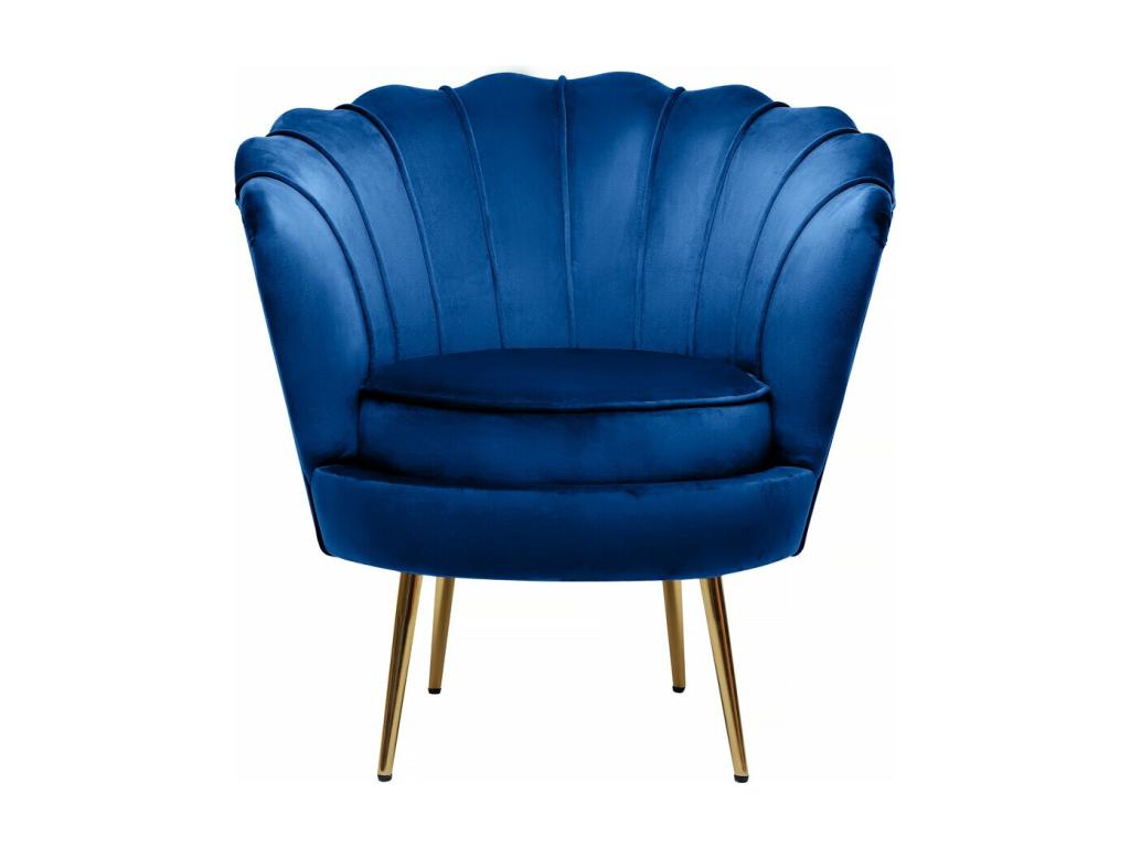 Fauteuil d'appoint en velours bleu, 70 x 73 x 76 cm