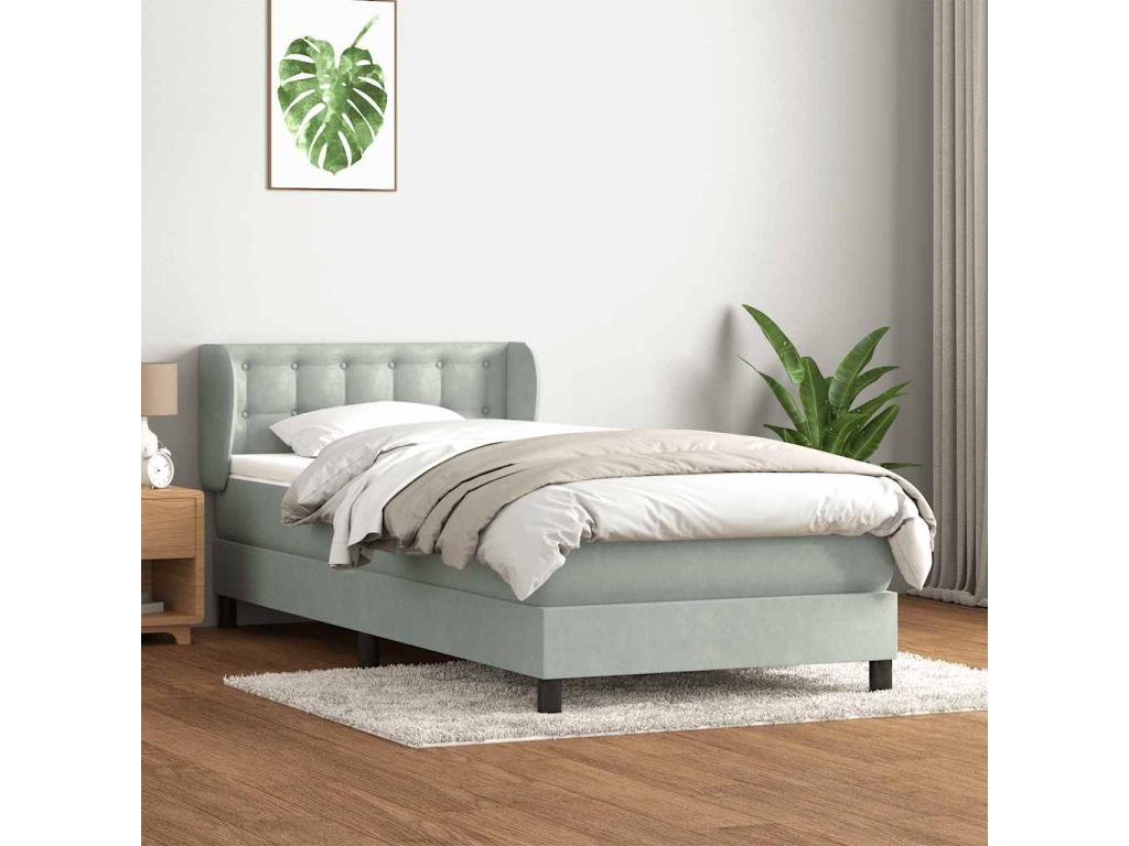 Matelas en velours gris, 90 x 210 cm - dlz1766572101753