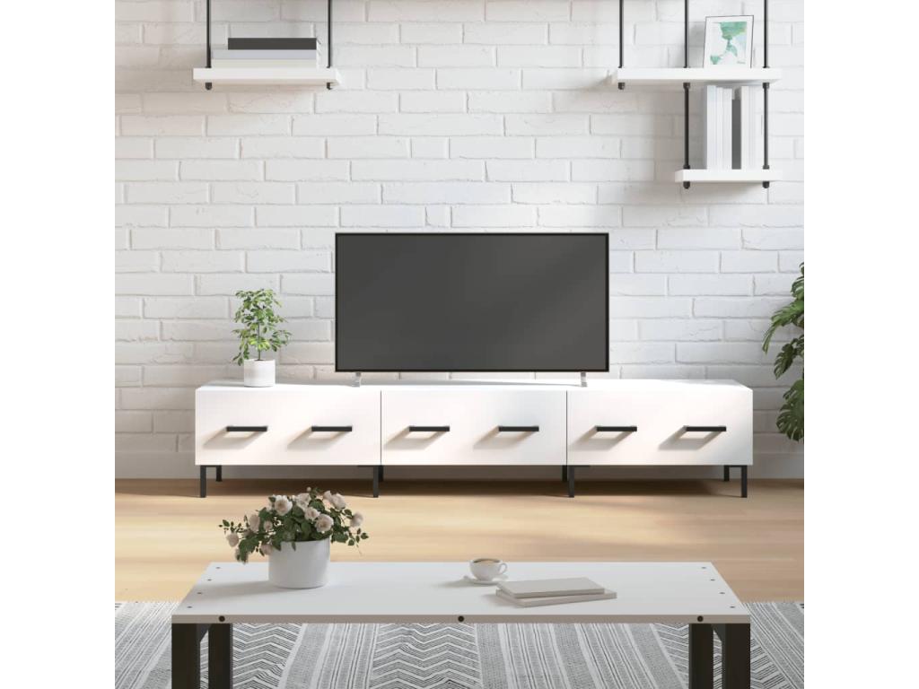Meuble TV en bois d'ingénierie blanc, 150 x 36 x 30 cm