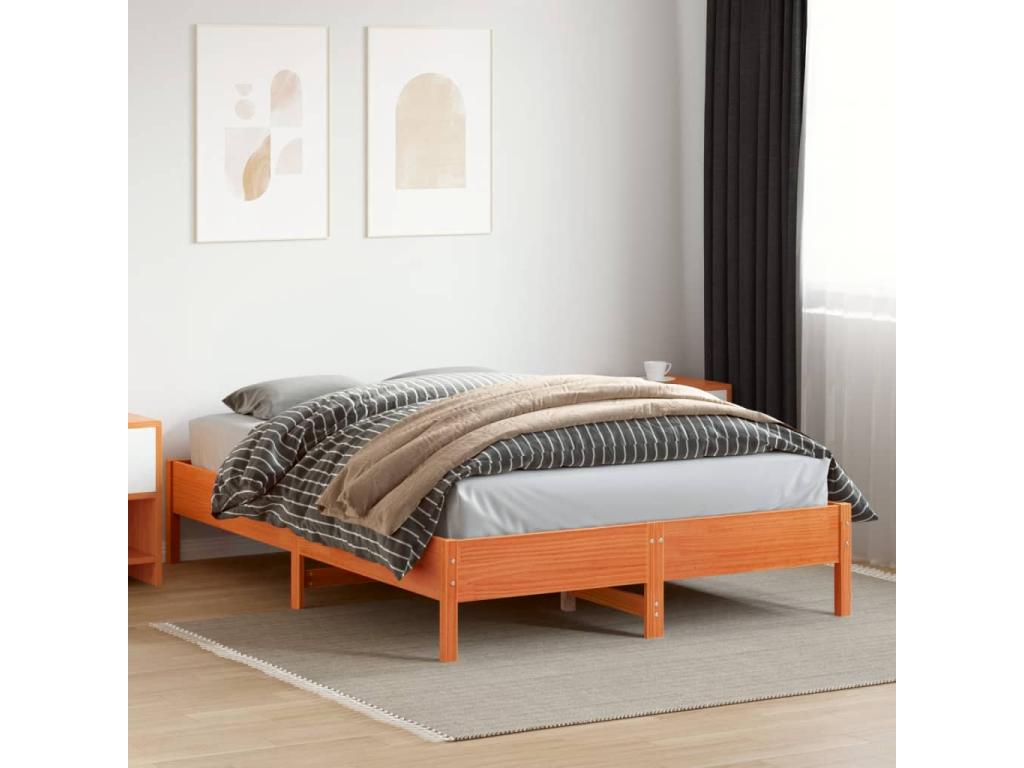 Cadre de lit en pin brun, 140 x 200 cm