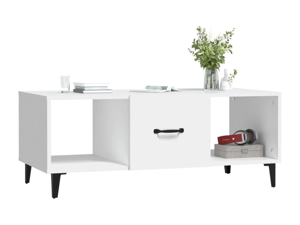 Table basse en bois d'ingénierie blanc, 102 x 50 x 40 cm