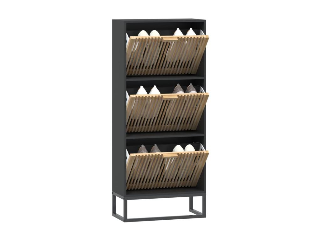 Armoire en bois d'ingénierie noir, 52 x 25 x 120 cm