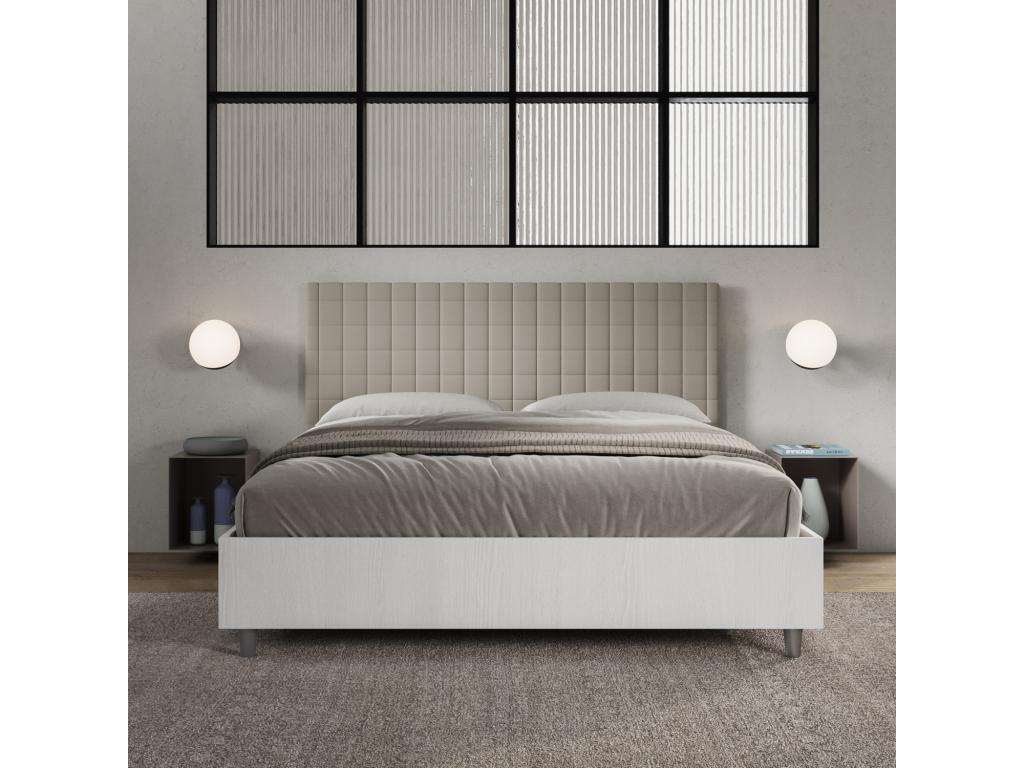 Lit en similicuir beige, 160 x 200 cm