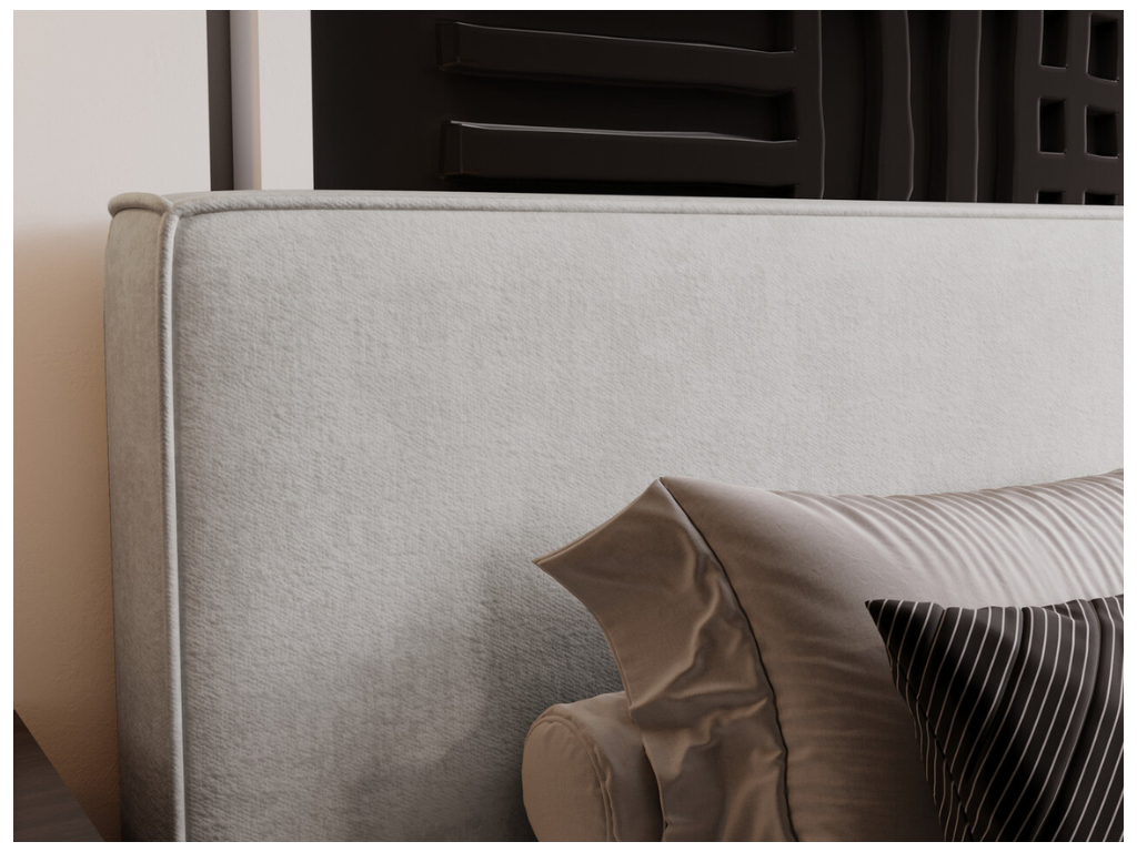 Lit en velours gris, 120 x 200 cm