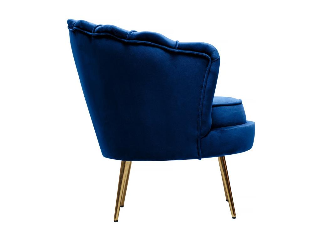 Fauteuil d'appoint en velours bleu, 70 x 73 x 76 cm