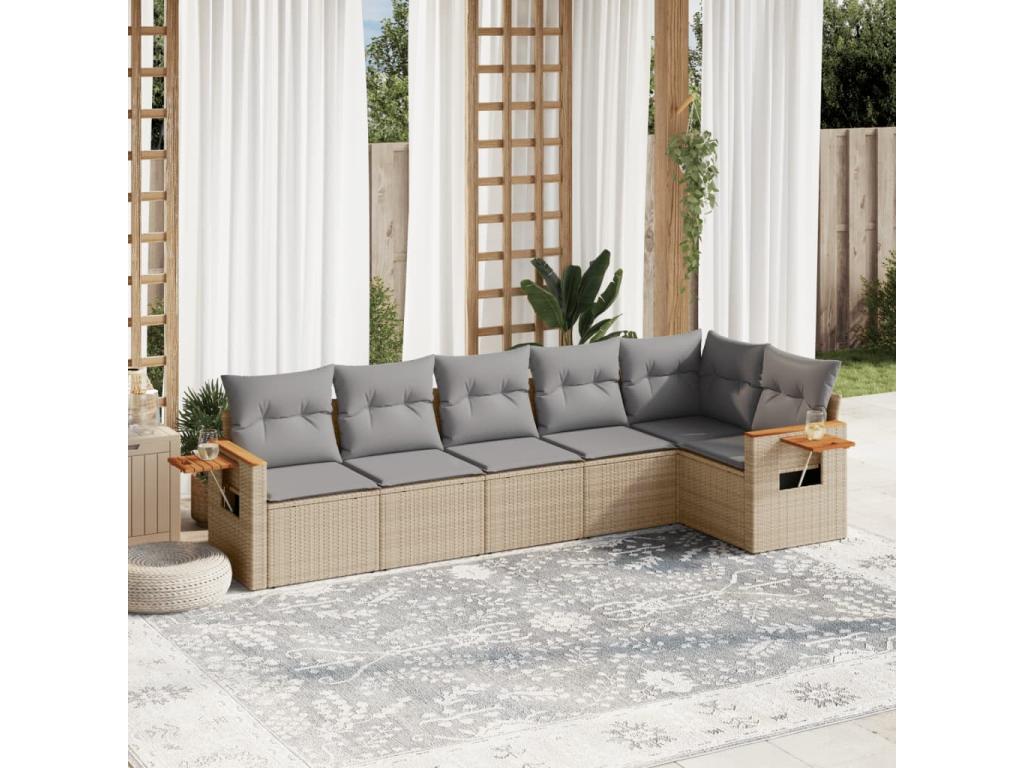 Ensemble de mobilier de jardin en résine tressée beige - dlz1766570429717