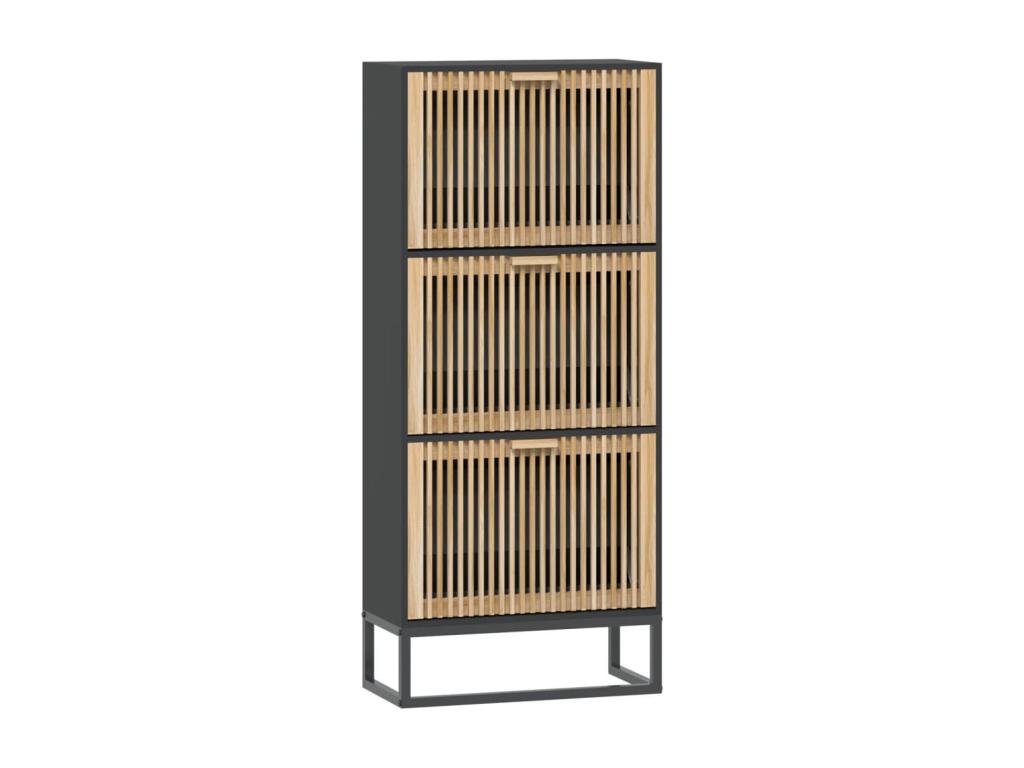 Armoire en bois d'ingénierie noir, 52 x 25 x 120 cm