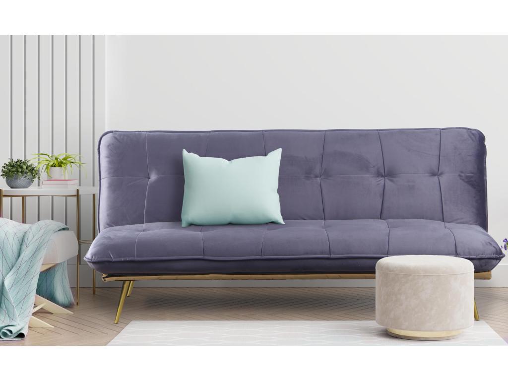 Canapé-lit en velours gris - dlz1766570689781