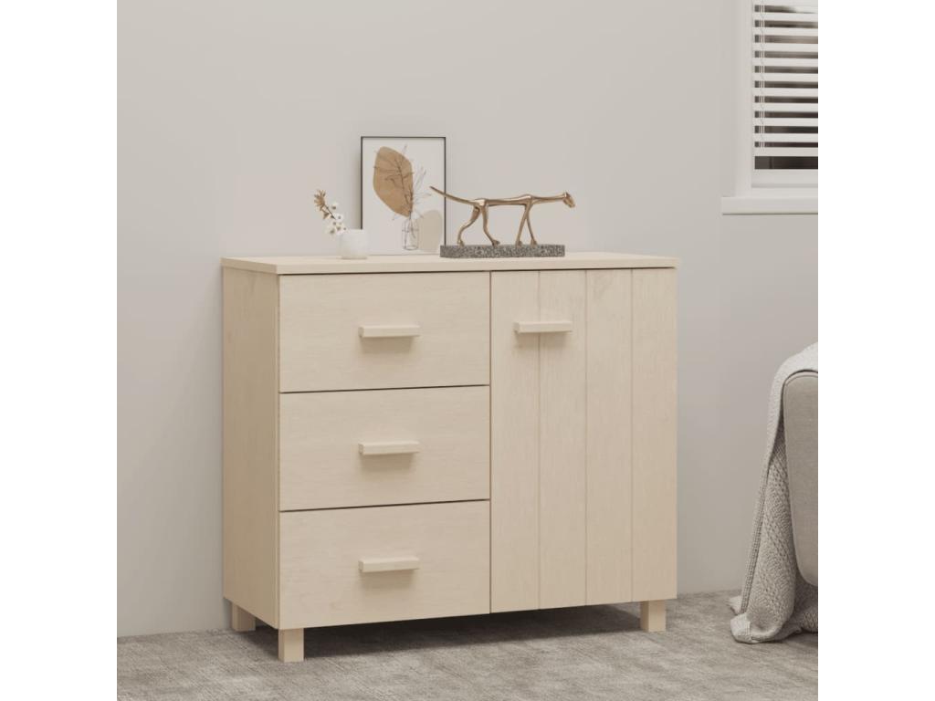 Buffet en bois massif marron, 90 x 40 x 80 cm