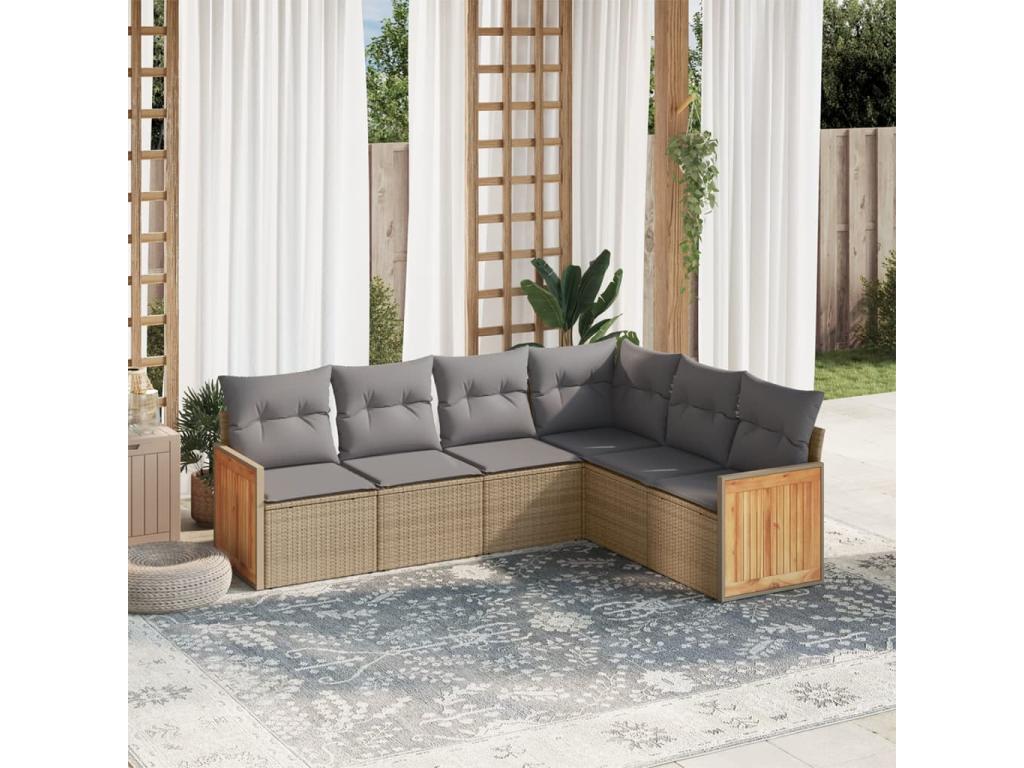 Ensemble de mobilier de jardin en résine tressée beige - dlz1766570822572