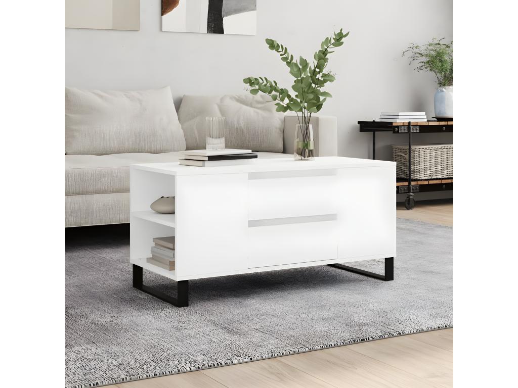 Table basse en bois d'ingénierie blanc, 102 x 44,5 x 50 cm