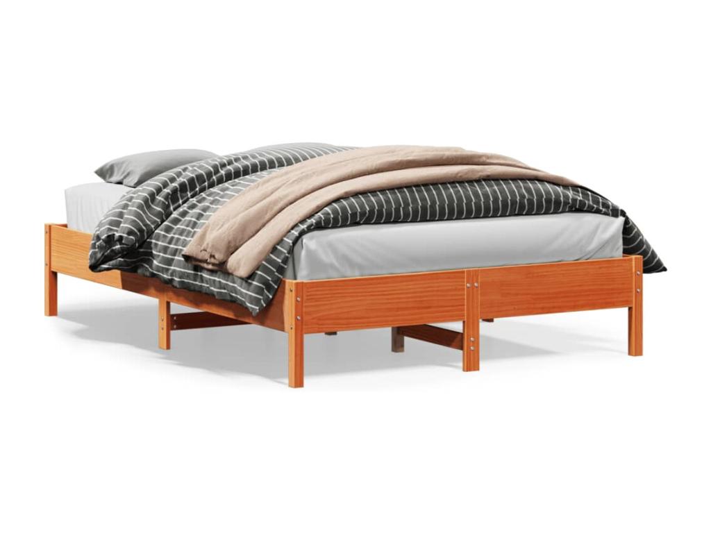 Cadre de lit en pin brun, 140 x 200 cm