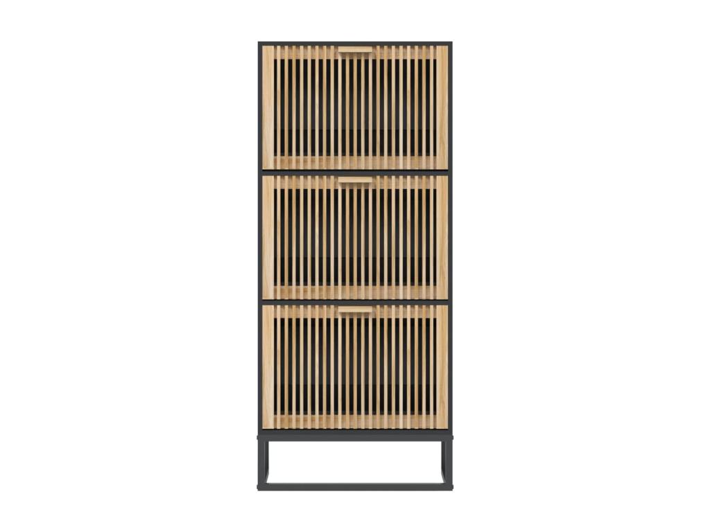 Armoire en bois d'ingénierie noir, 52 x 25 x 120 cm