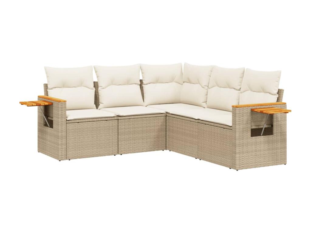 Ensemble de mobilier de jardin en résine tressée beige - dlz1766570741790