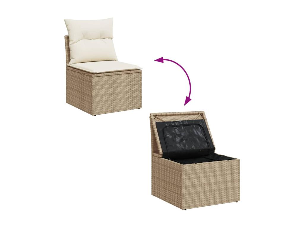 Ensemble de mobilier de jardin en résine tressée beige - dlz1766570173010
