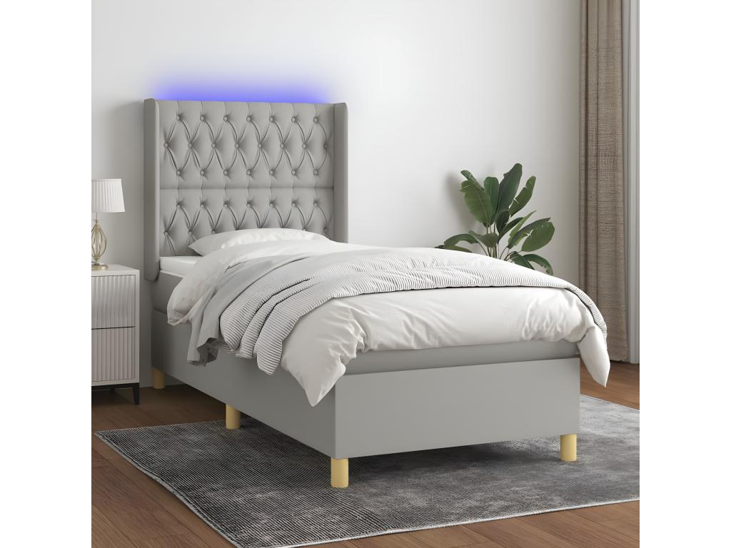 Matelas en tissu gris, 90 x 190 cm