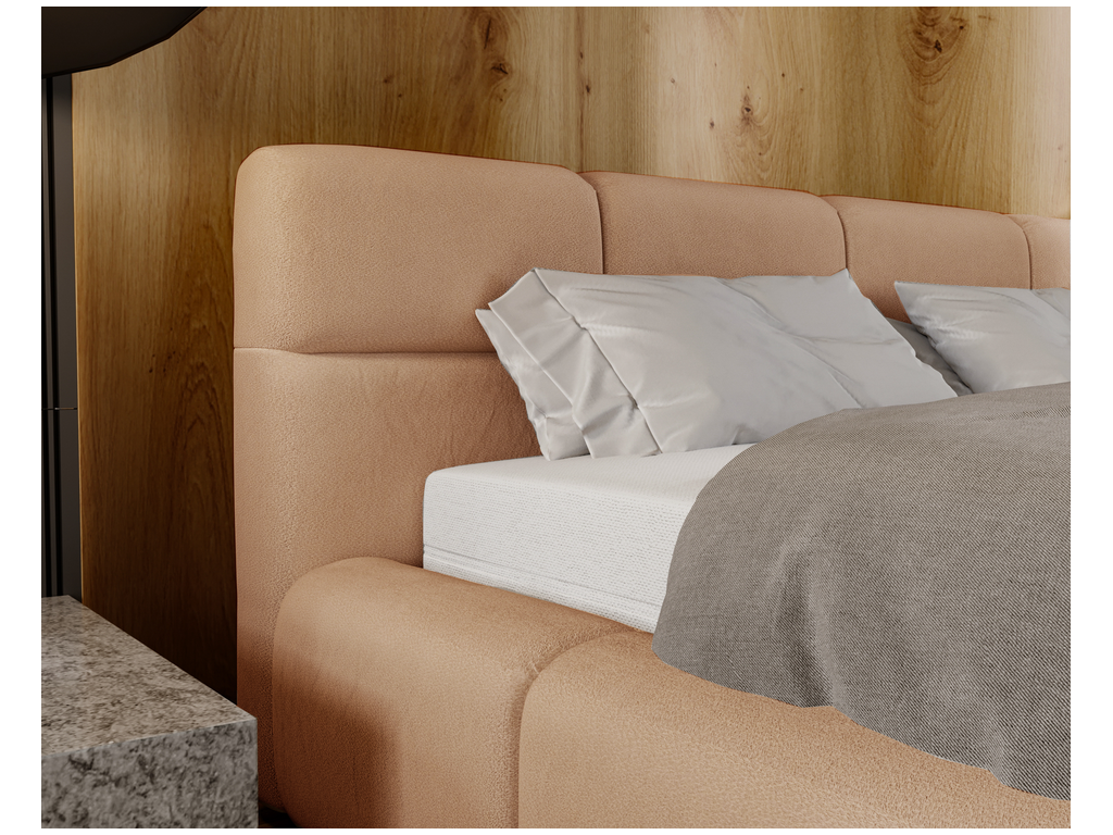 Lit en velours marron, 180 x 200 cm