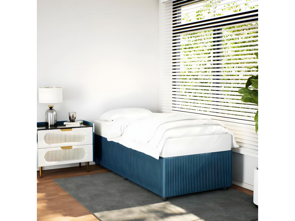 Cadre de lit en velours bleu, 80 x 200 cm