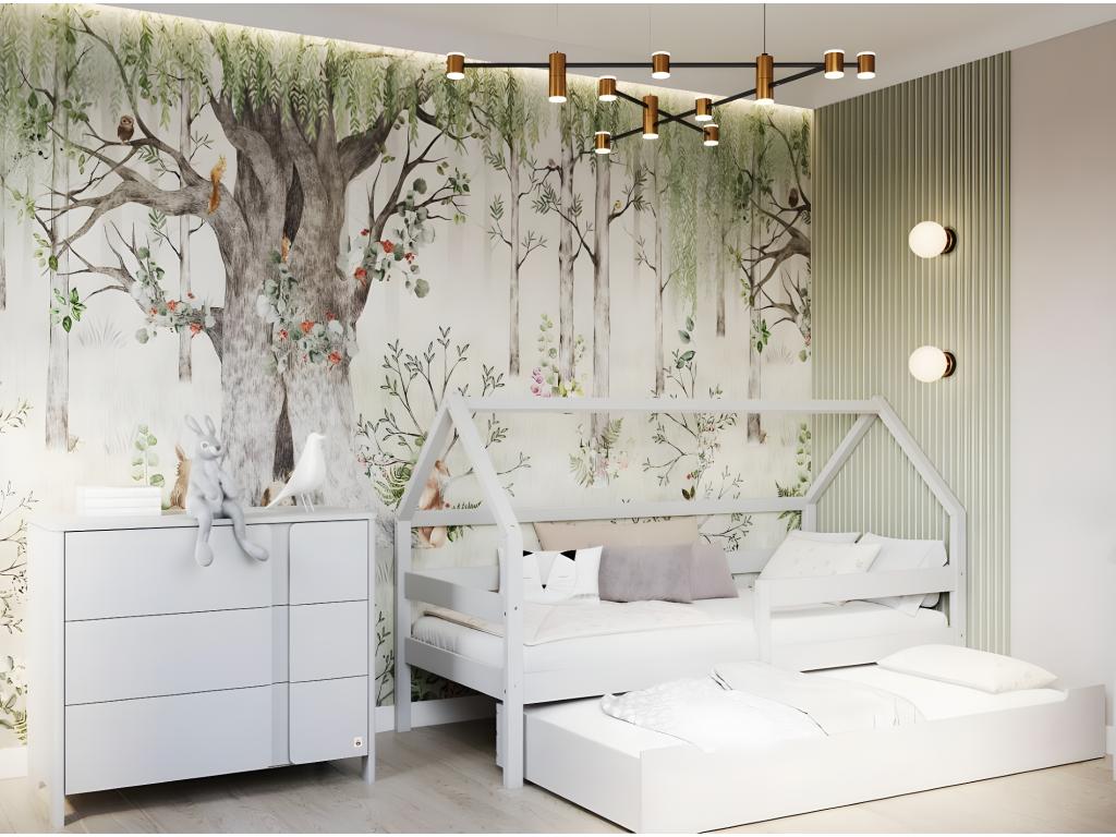 Lit gris, 97 x 211 x 134 cm