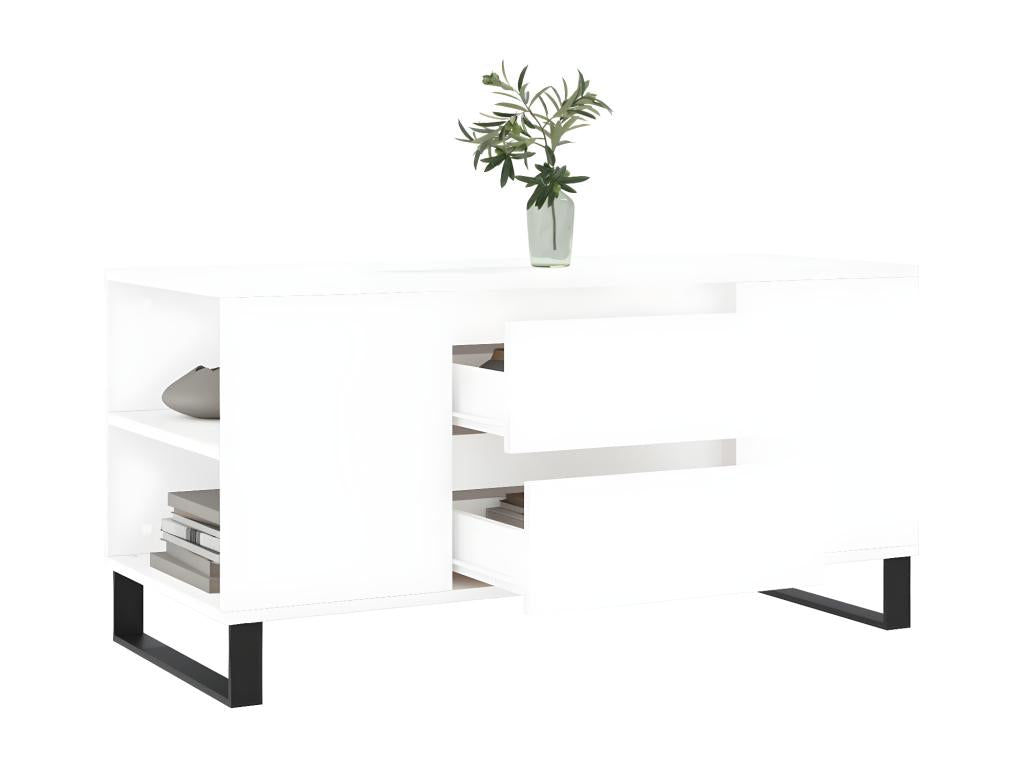 Table basse en bois d'ingénierie blanc, 102 x 44,5 x 50 cm