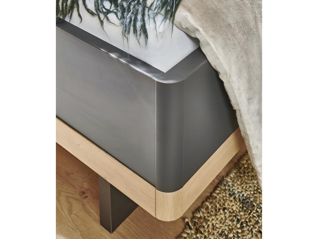 Lit en chêne gris, 160 x 200 cm