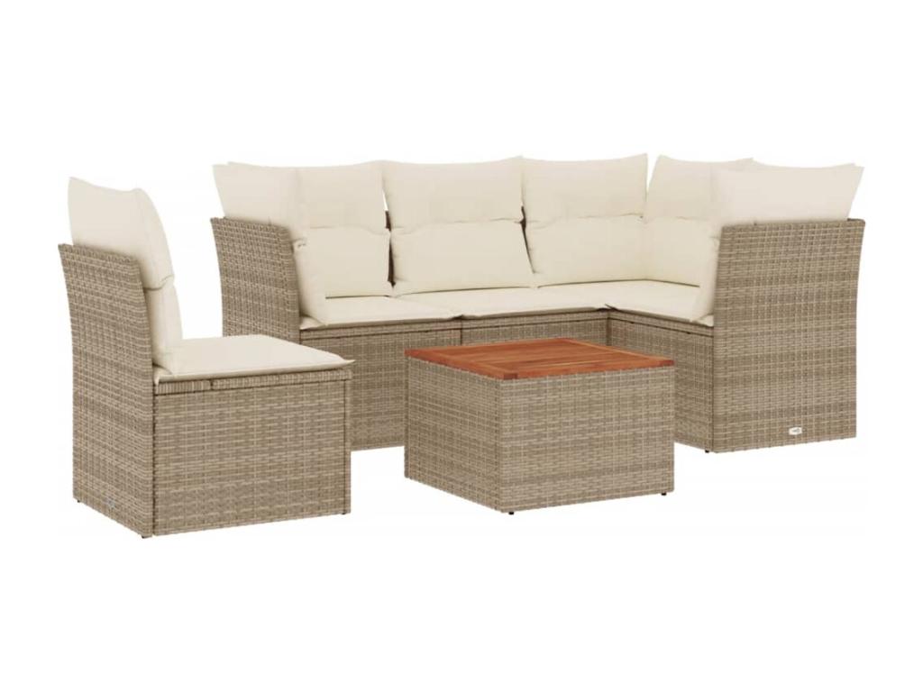 Ensemble de mobilier de jardin en résine tressée beige - dlz1766570173010
