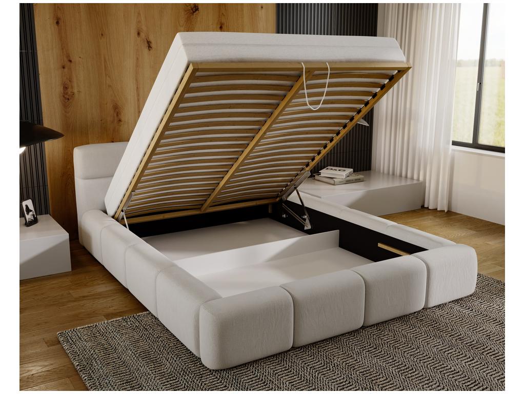 Lit en velours marron, 180 x 200 cm