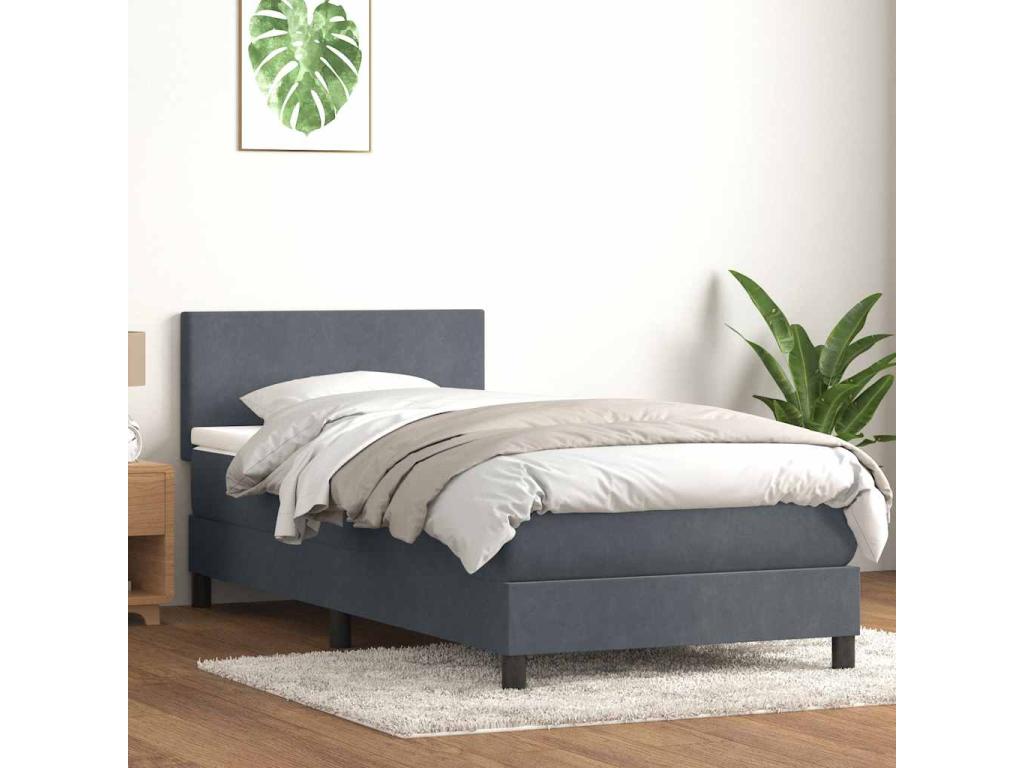 Matelas en velours gris, 90 x 210 cm
