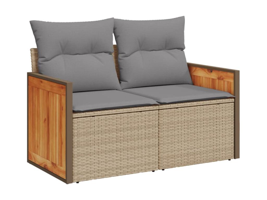 Ensemble de mobilier de jardin en résine tressée beige - dlz1766572084723