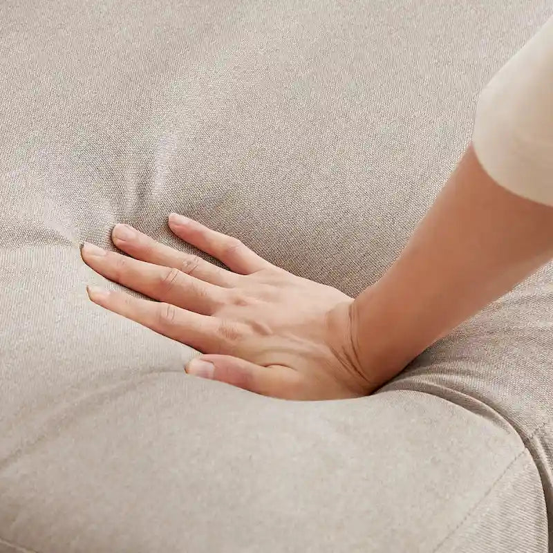 Canapé d'angle moderne en forme de L avec méridienne, pouf de rangement et sacs latéraux pour salon