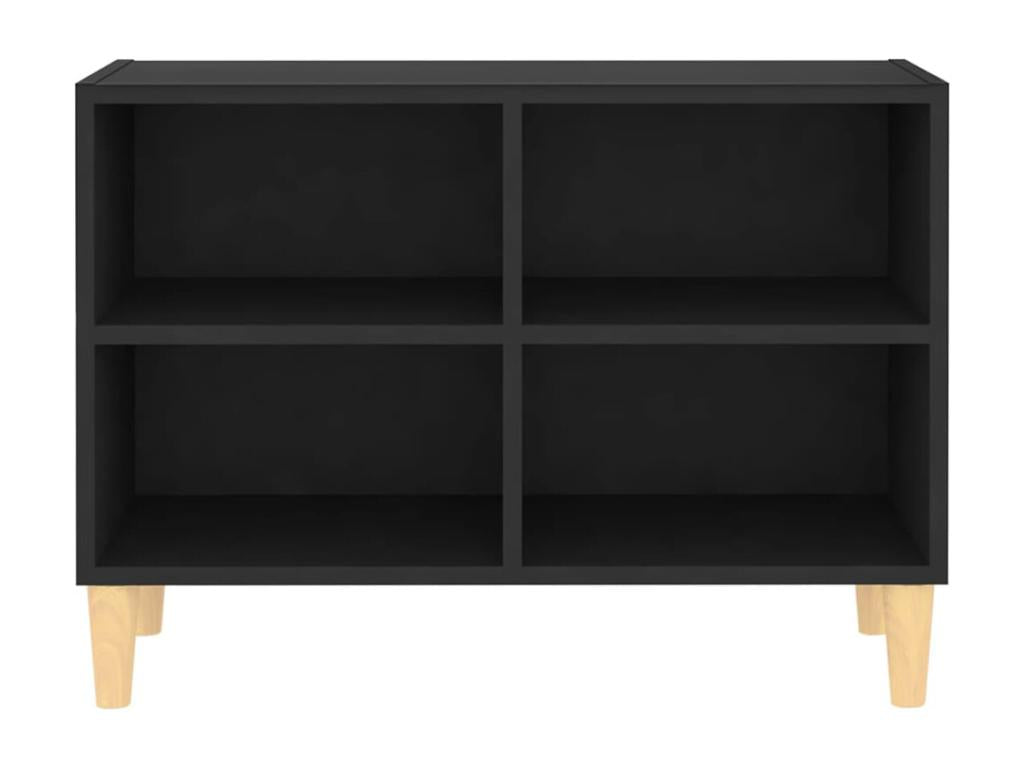 Meuble TV en bois massif noir, 69,5 x 30 x 50 cm