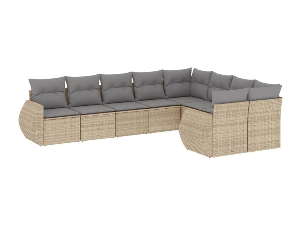 Ensemble de mobilier de jardin en résine tressée beige - dlz1766570454700