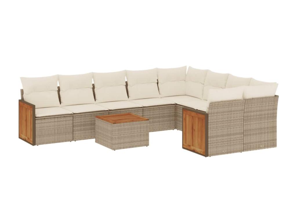 Ensemble de mobilier de jardin en résine tressée beige - dlz1766570432355