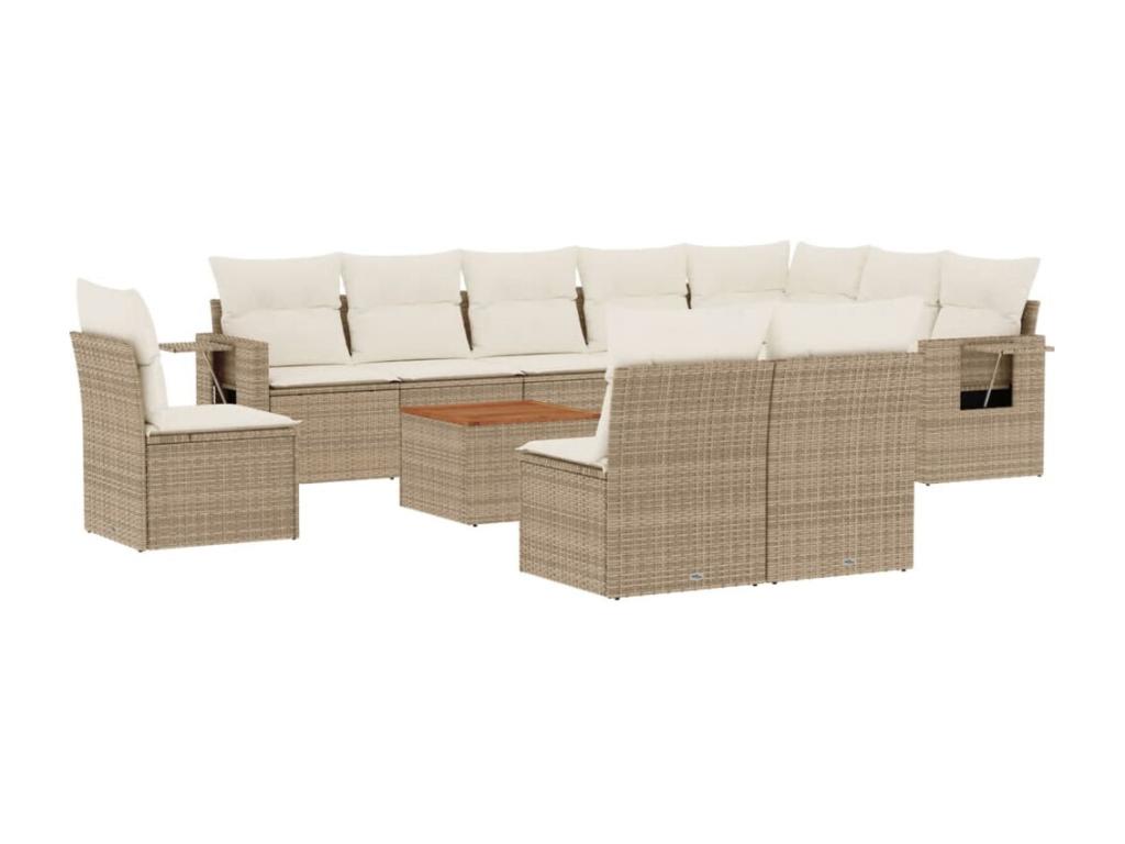 Ensemble de mobilier de jardin en résine tressée beige - dlz1766570812172