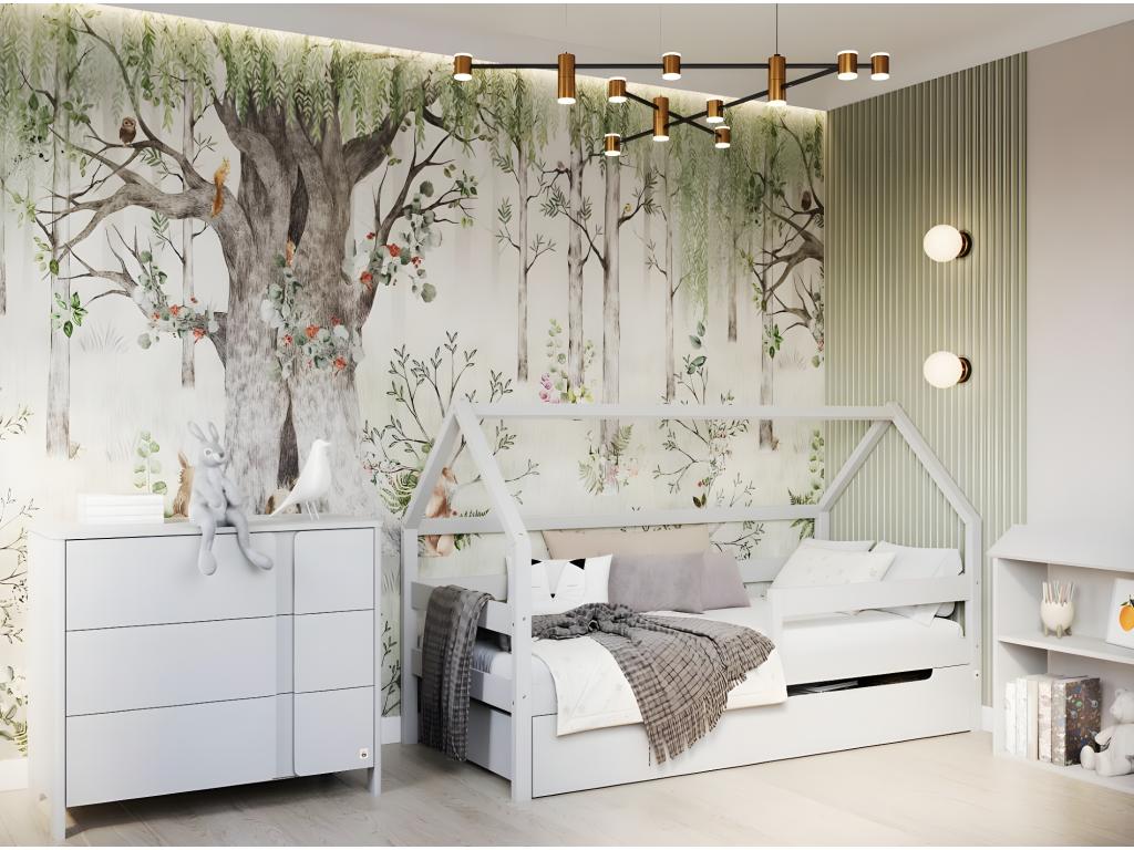 Lit gris, 97 x 211 x 134 cm