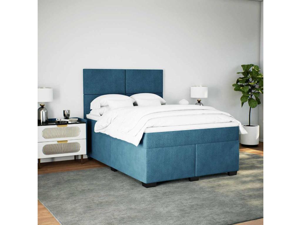 Matelas en velours bleu, 140 x 190 cm - dlz1766570616640