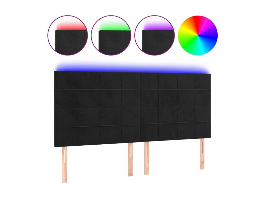 Lit en velours noir, 160 x 5 x 118 cm