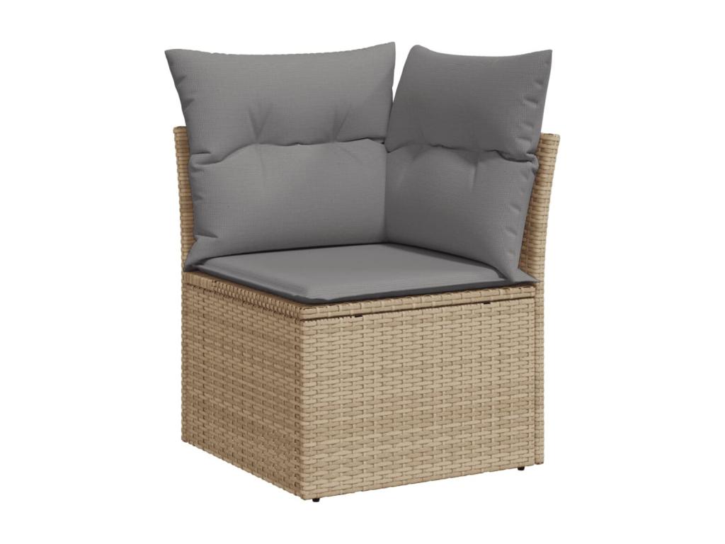 Ensemble de mobilier de jardin en résine tressée beige - dlz1766570318206