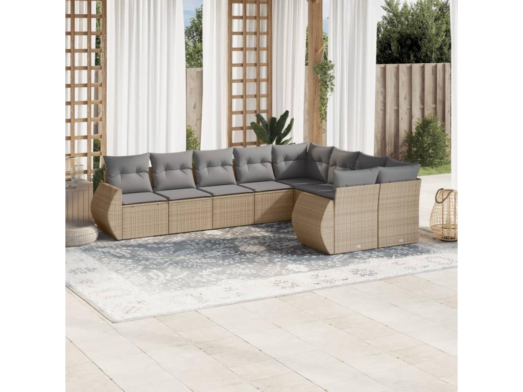 Ensemble de mobilier de jardin en résine tressée beige - dlz1766570454700