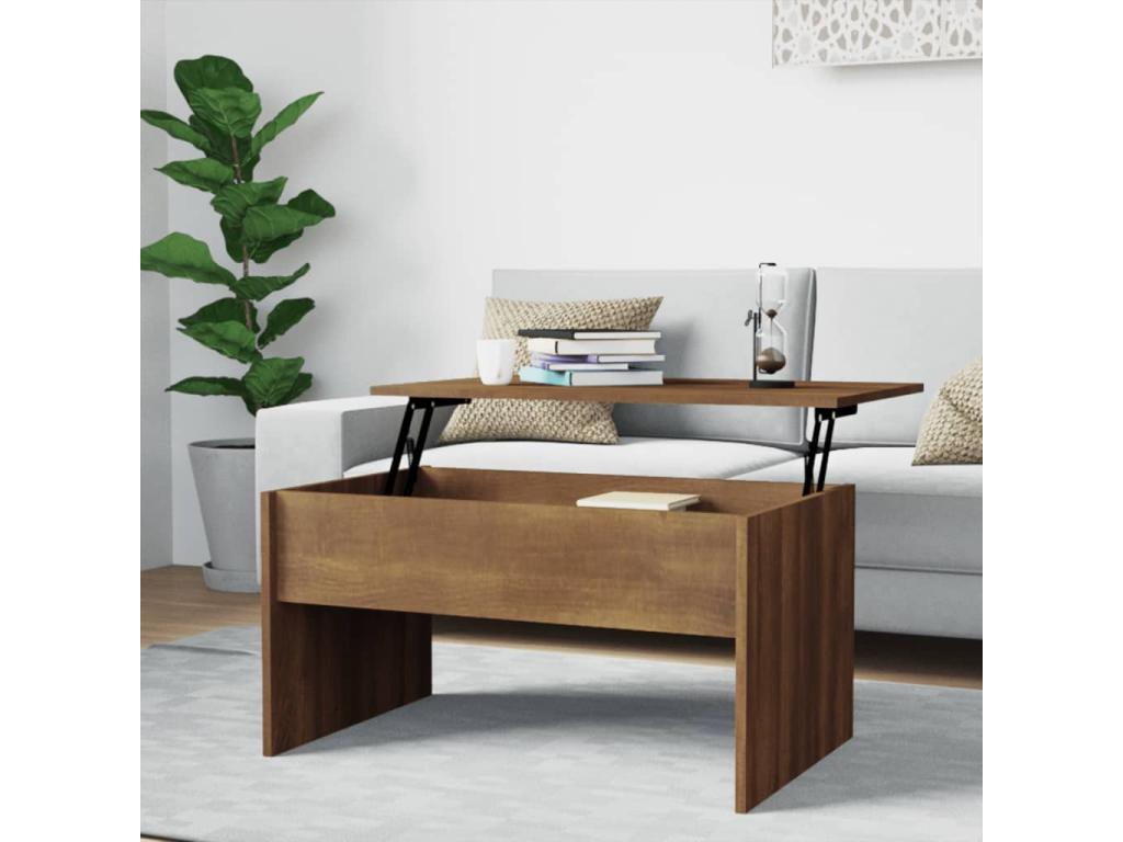 Table basse en bois composite marron, 80 x 50,5 x 41,5 cm
