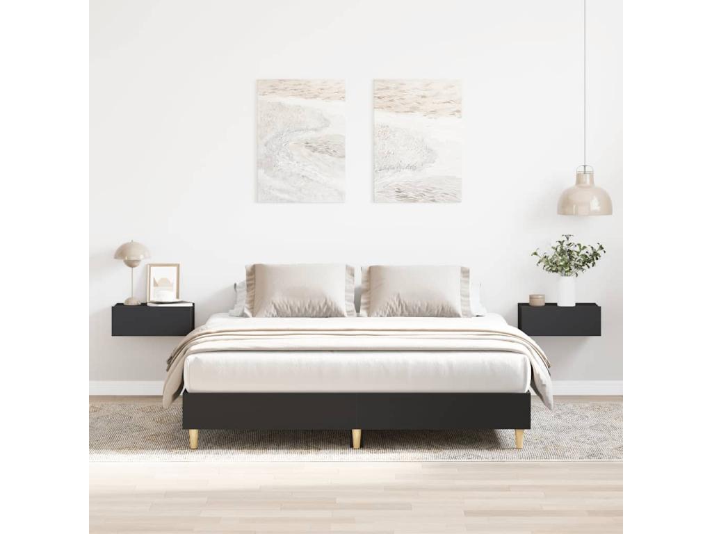 Matelas en bois d'ingénierie noir, 140 x 200 cm