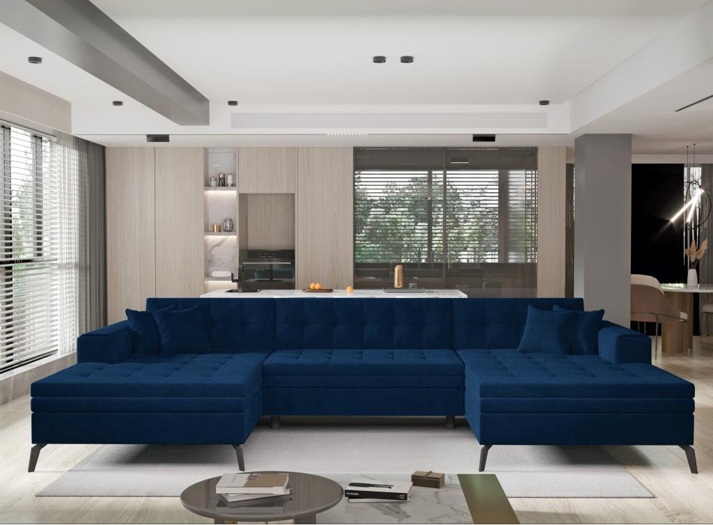 Canapé-lit en velours bleu