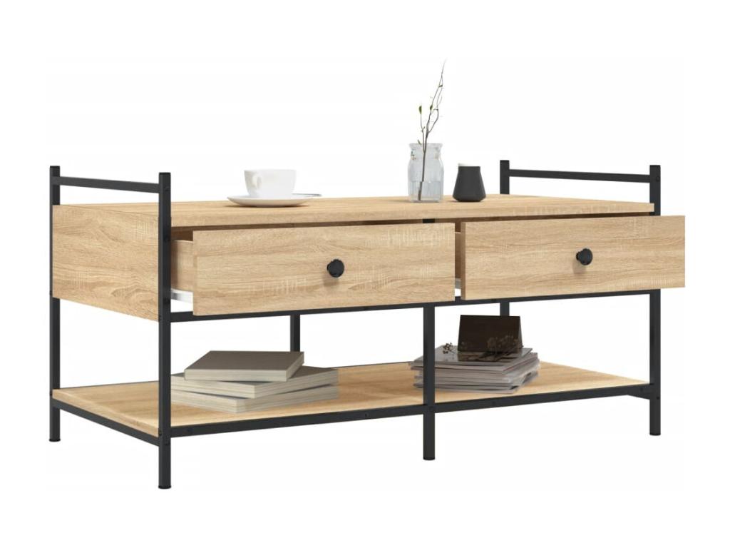 Table basse en bois d'ingénierie naturel, 99 x 50 x 50 cm