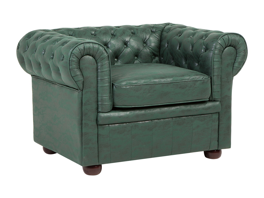 Fauteuil d'appoint en cuir vert