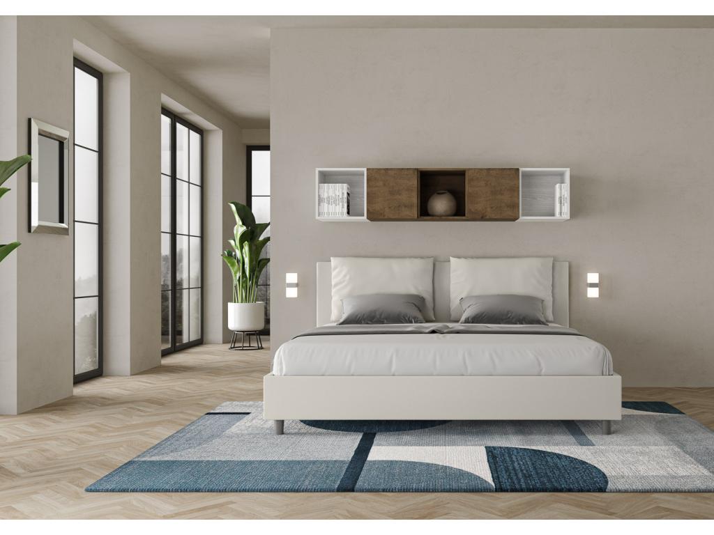 Lit en similicuir blanc, 180 x 210 cm