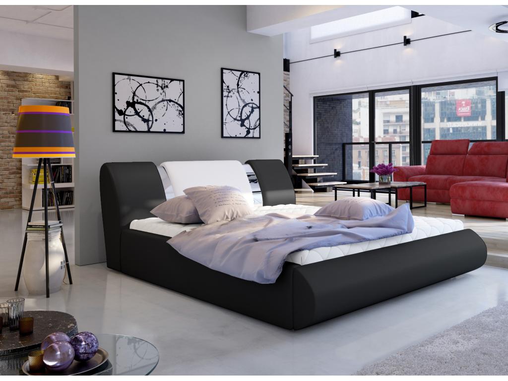 Lit en métal noir, 180 x 200 cm