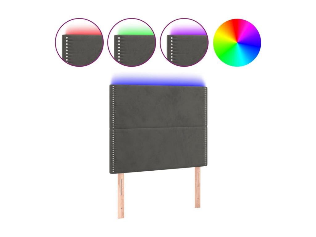 Lit en velours gris, 80 x 5 x 118 cm